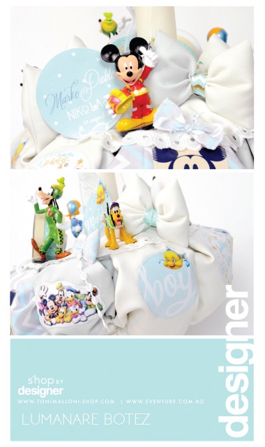 Lumanare de botez  pentru baieti cu personaje Disney, 65x4 cm, Chevron Party Mix 1